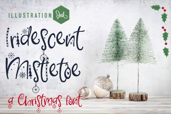 Iridescent Mistletoe: A Festive Design Asset